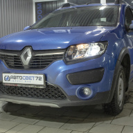 Renault Sandero Stepway - улучшение света фар, установка линз BI-LED AOZOOM