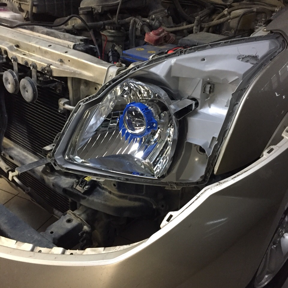 toyota prado 120 установка светодиодных линз
